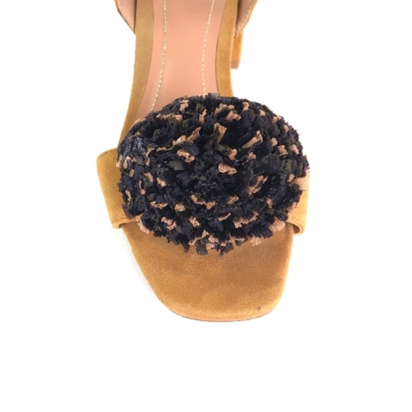 Zara Tan Suede Raffia Pom Pom Strappy Sandals | 39 - Picture 6 of 16